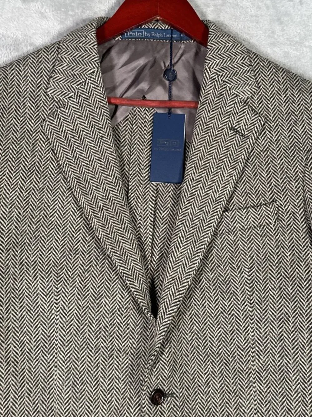 Polo Ralph Lauren Blazer Mens 40R Black Herringbone Wool Soft Sport Coat